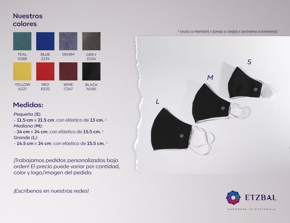 3 Pack Mascarillas Lavables Y Reusables  - Personaliza Colores Y Tallas
